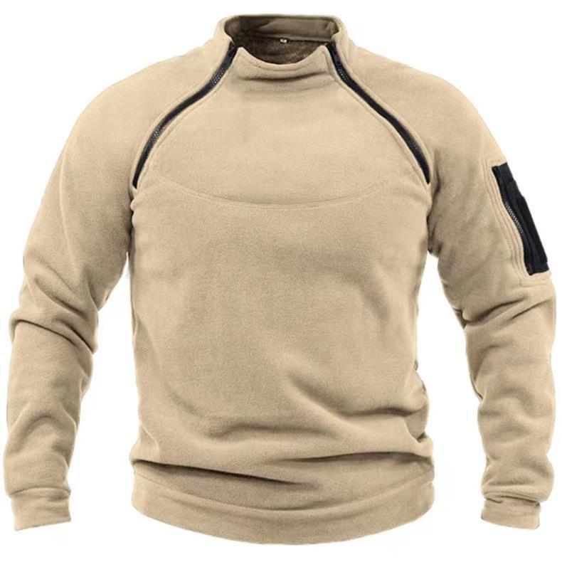 Stand Collar Men's Sweater Warm And Loose Solid Color Clothing