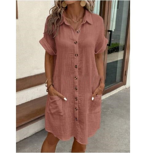 Summer V-neck Button Dress