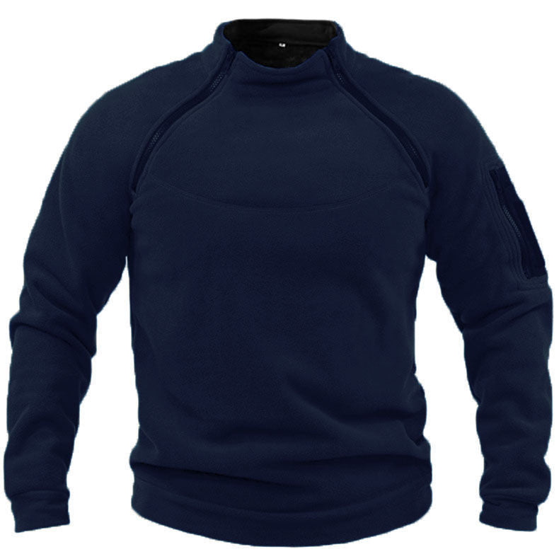 Stand Collar Men's Sweater Warm And Loose Solid Color Clothing