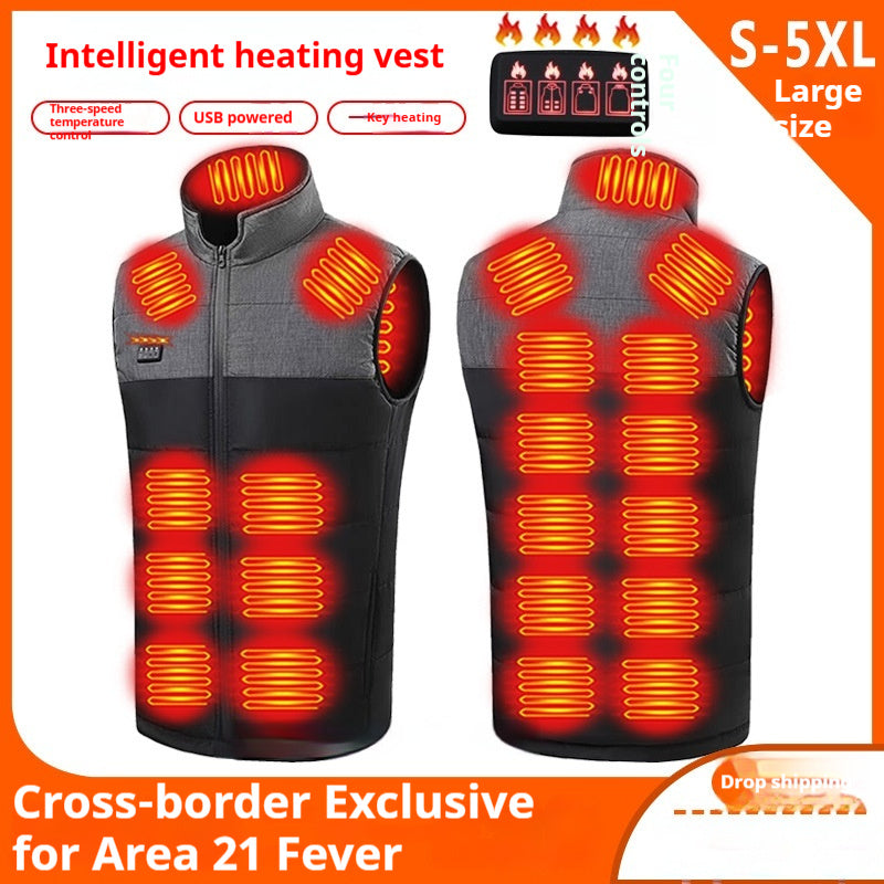 Color Matching Four-control Zone 21 Self-heating Vest V-neck