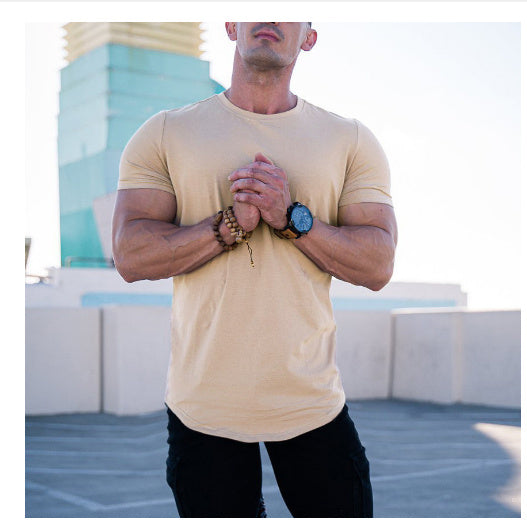 Slim Fit Muscle Round Hem Short Sleeve Popular Sports T-shirt