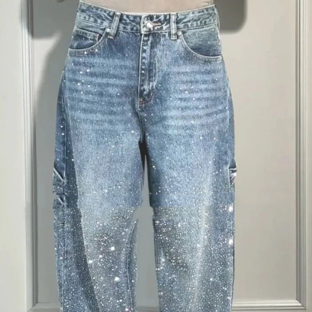 Dames Loungewear Strass Loose Harem Jeans