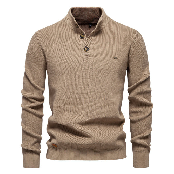 Men's Fashionable Simple Half Turtleneck Solid Color Top