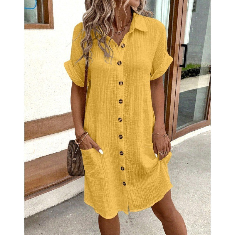 Summer V-neck Button Dress