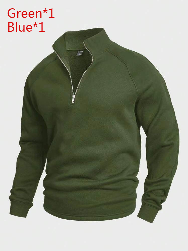 Men's Zipped Stand Collar Fleece Sweater Autumn And Winter