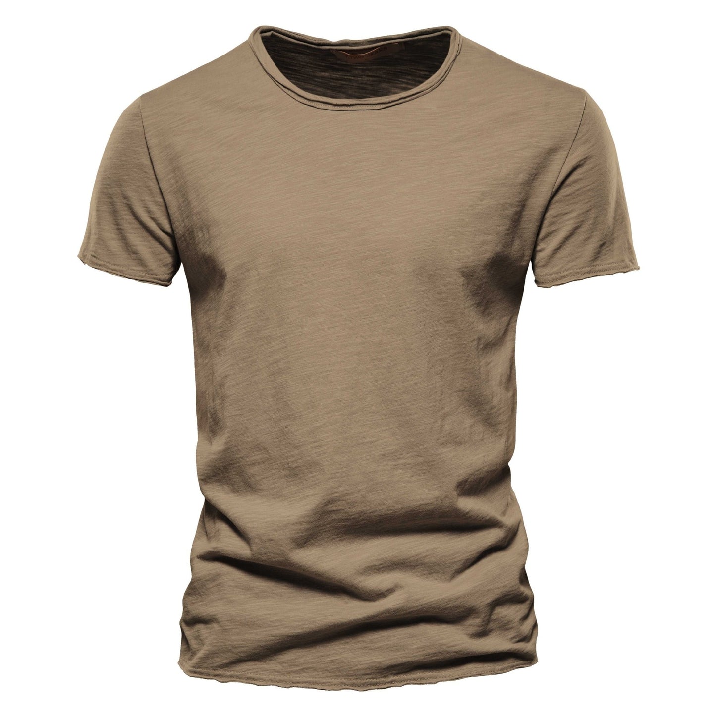 Heren Slim Fit Katoenen Effen Kleur Korte Mouwen T-shirt