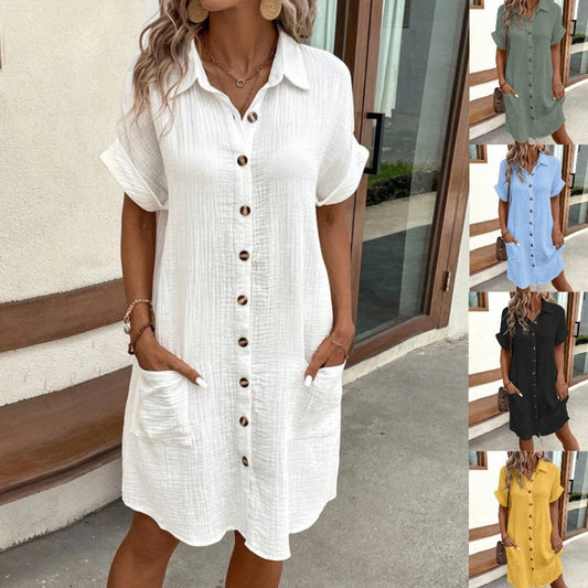 Summer V-neck Button Dress