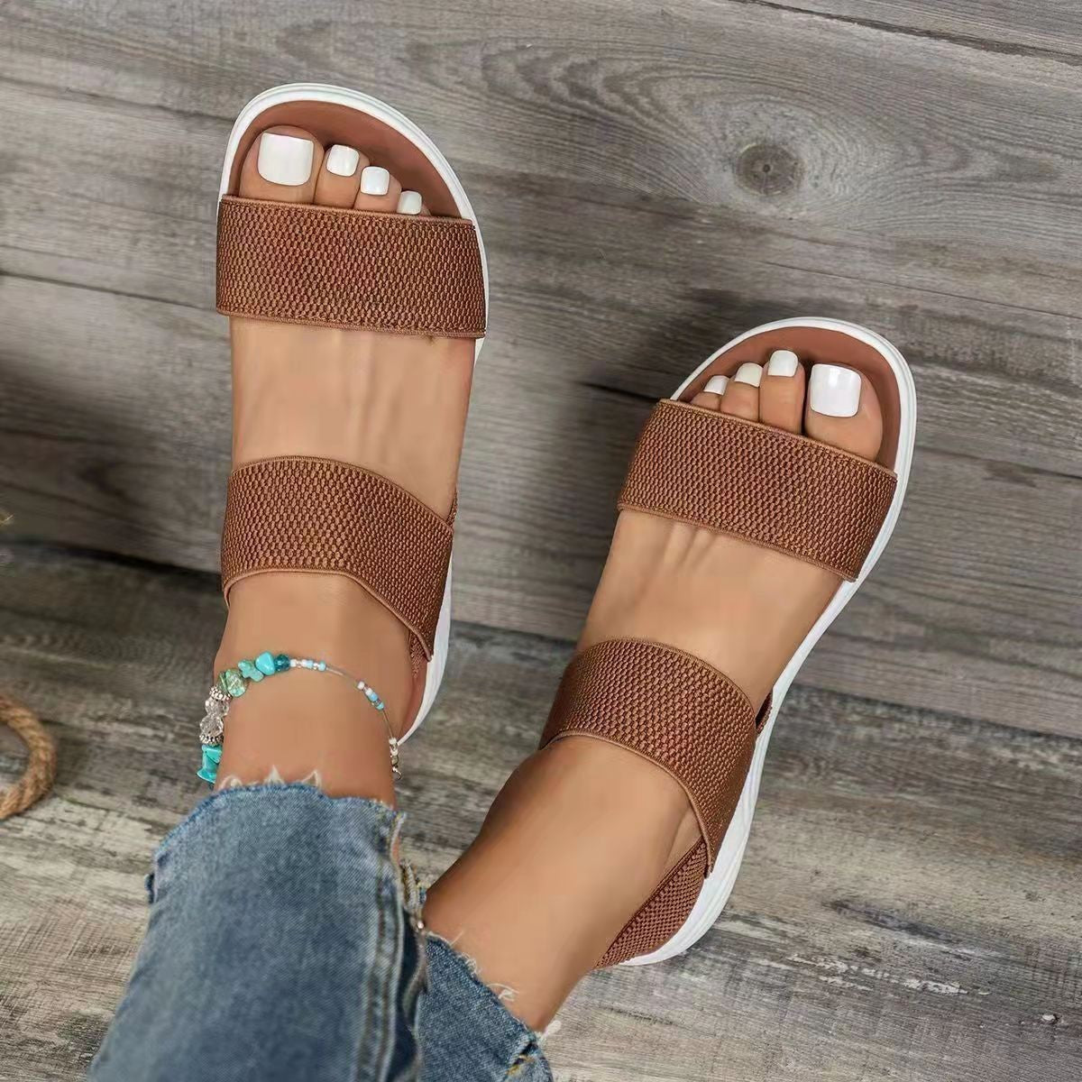 Casual Flyknit Elastic Back Strap Sandals