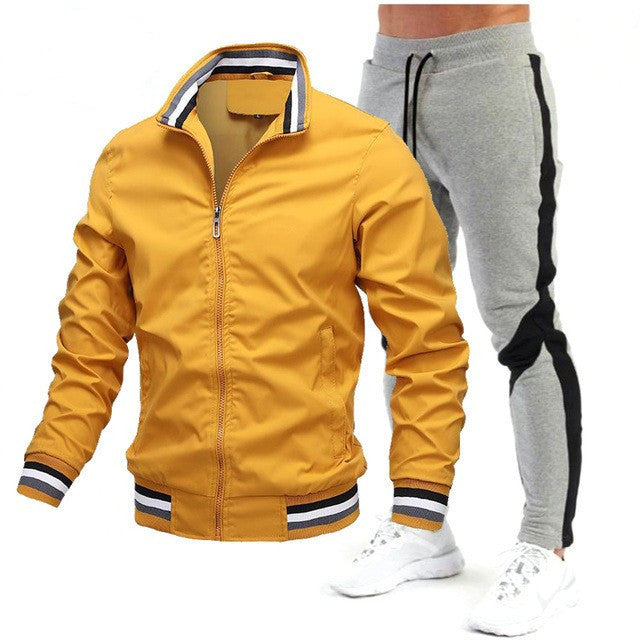 Street Running Sports Teen Jacket Stitching Printing Sweatpants Suit