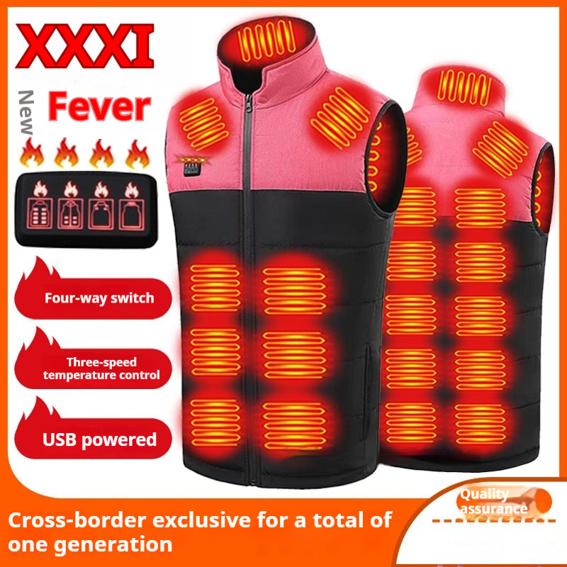 Color Matching Four-control Zone 21 Self-heating Vest V-neck