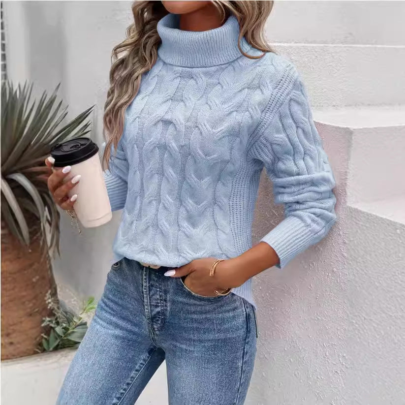 Cable-Knit Turtleneck Sweater