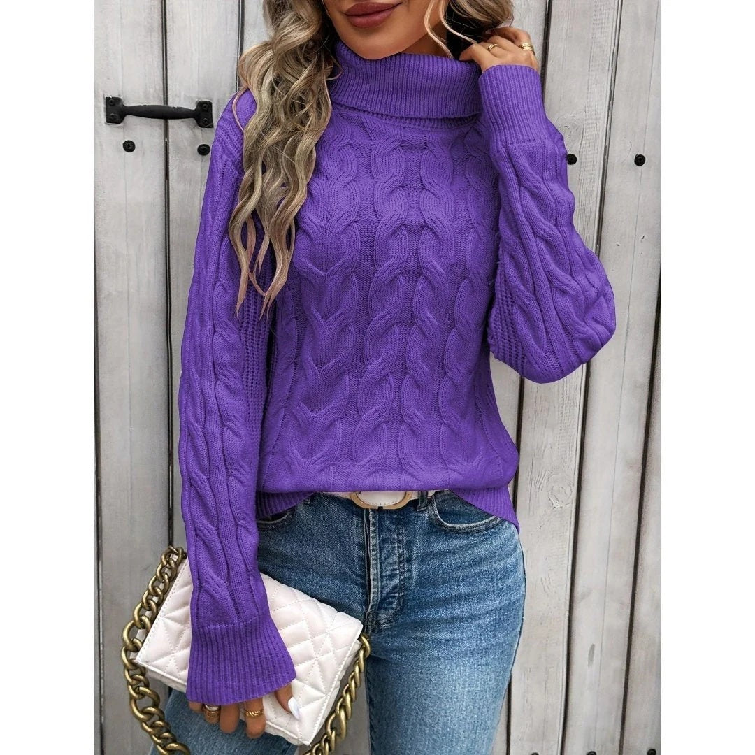 Cable-Knit Turtleneck Sweater