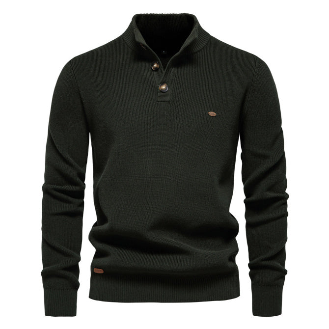 Men's Fashionable Simple Half Turtleneck Solid Color Top