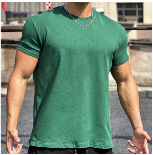 Slim Fit Muscle Round Hem Short Sleeve Popular Sports T-shirt