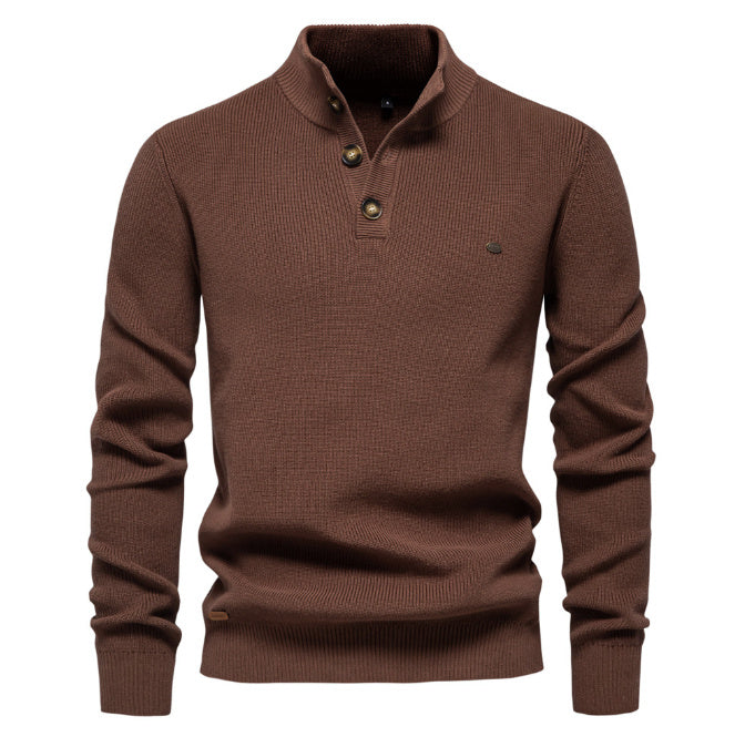 Men's Fashionable Simple Half Turtleneck Solid Color Top