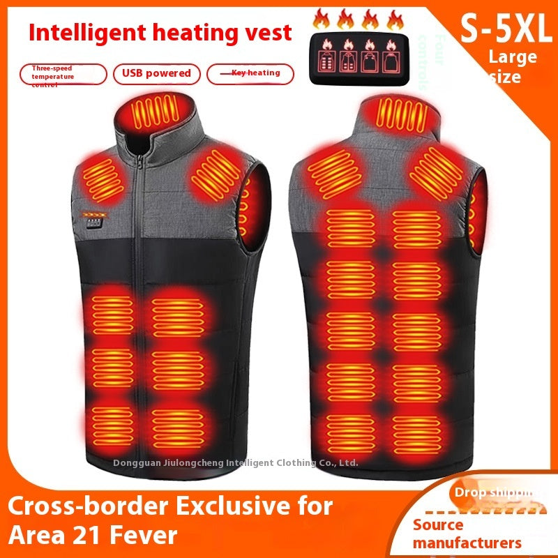 Color Matching Four-control Zone 21 Self-heating Vest V-neck