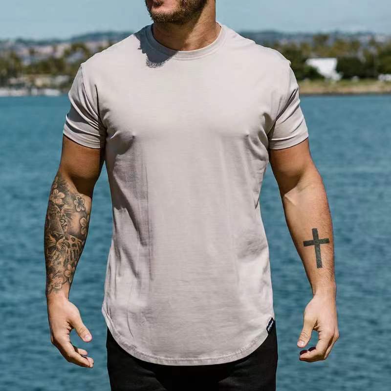 Slim Fit Muscle Round Hem Short Sleeve Popular Sports T-shirt