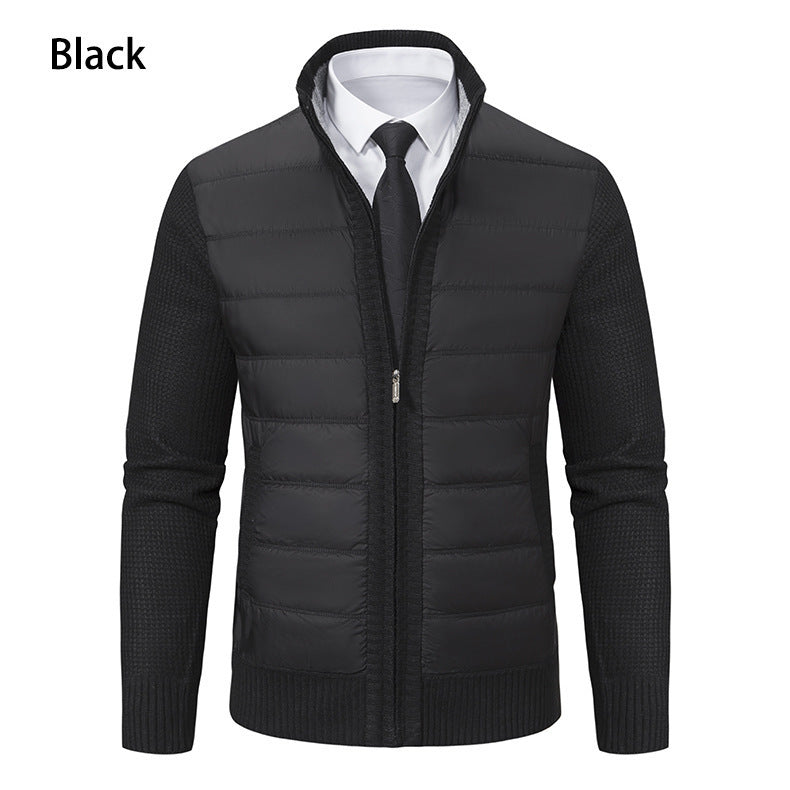 Stand Collar Fleece-lined Thickened Men's Coat