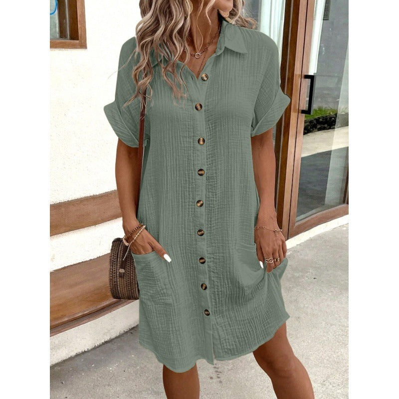 Summer V-neck Button Dress