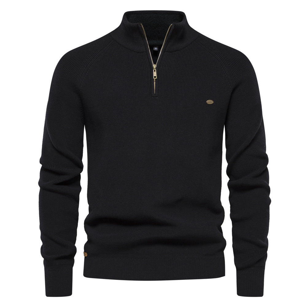 Men's Fashionable Simple Half Turtleneck Solid Color Top