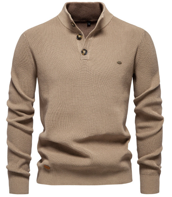 Men's Fashionable Simple Half Turtleneck Solid Color Top